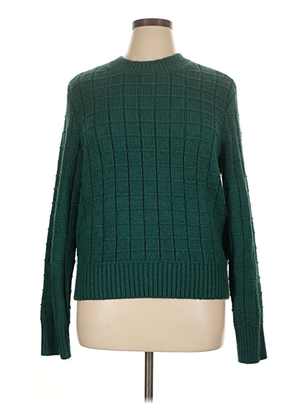 American Eagle Outfitters Emerald Green Textured Crewneck Sweater